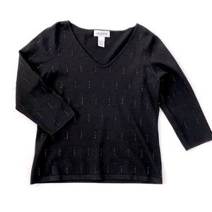 Alfani Vintage Black Beaded Silk Sweater Top